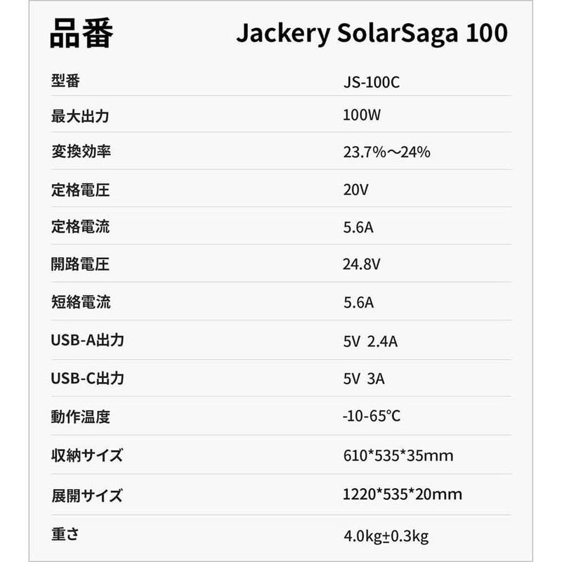 Jackery ソラーパネル SolarSaga 100